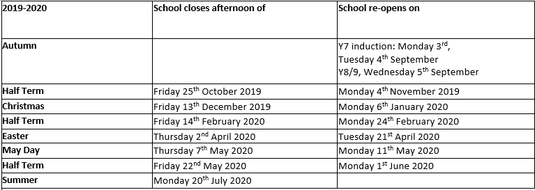 Term Dates | The Suthers School